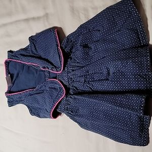 Girls Sz 6 Eve‎ Byer Skirt and Vest Set, Blue w White Dots Pre-loved
